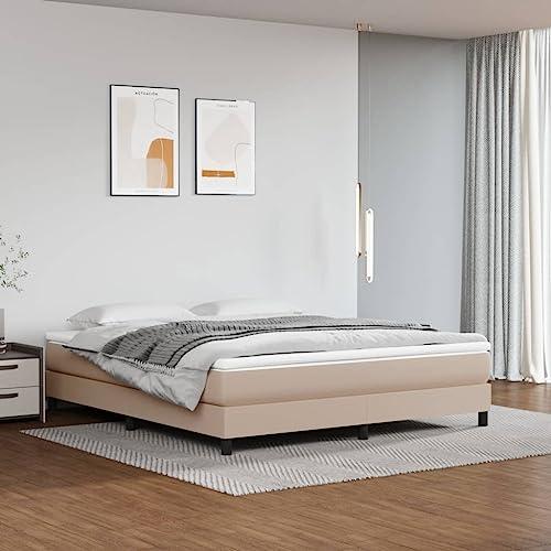 Taschenfederkernmatratze 180x200x20 cm Kunstleder Cappuccino | Mittelharte Stutzung, Gerauschdammend, Schmutzabweisend, Pflegeleicht mit Feuchtem Tuch