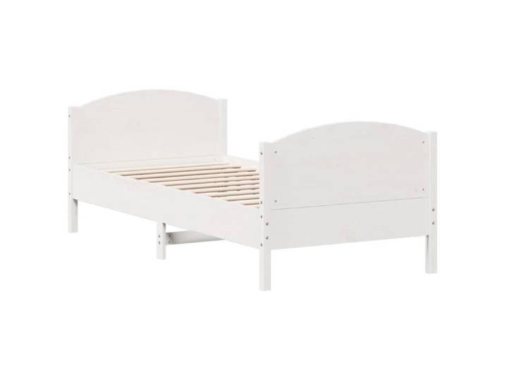 Cadre de lit - MOTHINESSTO - 100x200 cm - Bois de pin massif - Blanc - Assemblage requis
