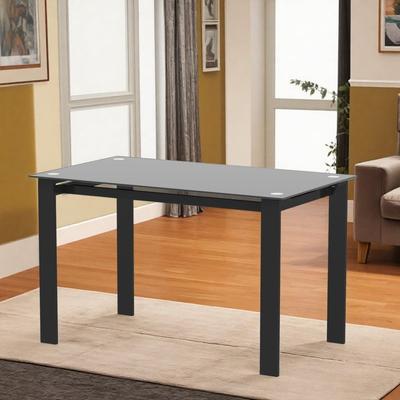 ZWYO HOSIMU "Modern Rectangular Glass Dining Table, 47"" Kitchen Table with 8mm Tempered Glass Top & Metal Legs"