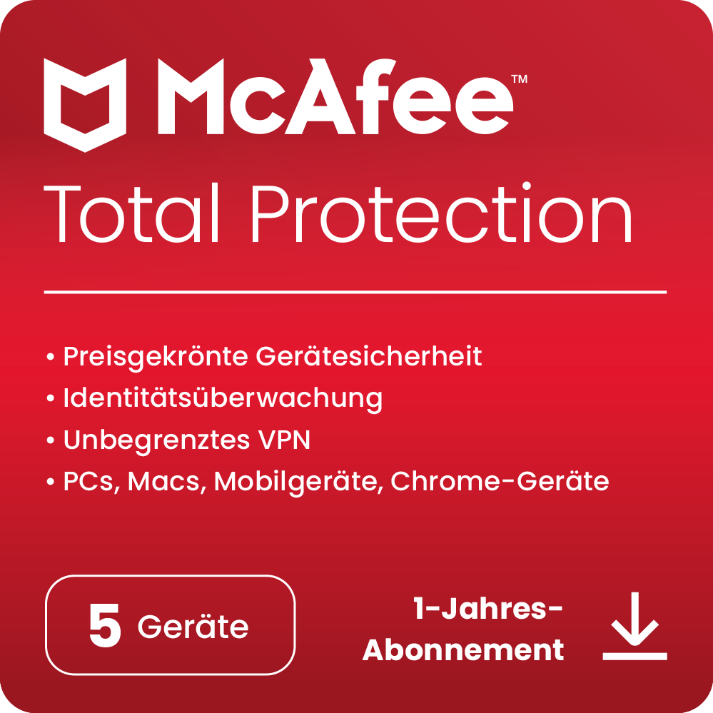 McAfee Total Protection | 5 Geräte | Download & Produktschlüssel