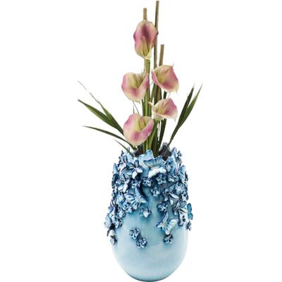 Tischvase KARE DESIGN "Vase Butterflies Lightblue 35cm", blau, B:23cm H:35,5cm T:23cm, Vasen