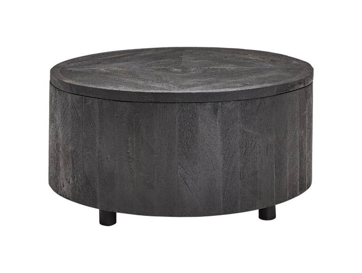 Livetastic Couchtisch, Schwarz, Holz, Mangoholz, vollmassiv, Holz, rund, Säule, 70x35x70 cm, Wohnzimmer, Wohnzimmertische, Couchtische
