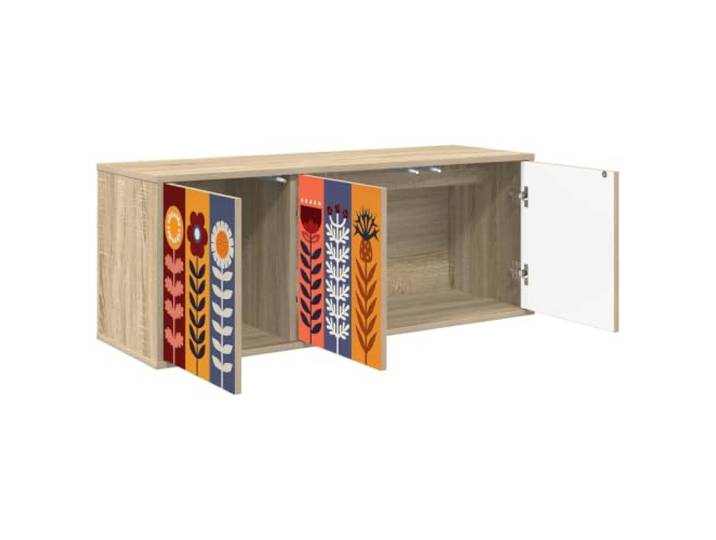 PUGYNBK Essen, TV-Schrank, Wandmontage, 102 x 33 x 40 cm Aus Holz, geräumige Fächer, dekoratives Muster, Reinigung mit trockenem Tuch