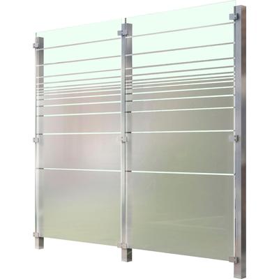 Zaun STAKET PRO, silber (silberfarben), Pfosten: 3 Stk., Edelstahl, Glas, Zaunelemente, Glaszaun, Gesamtlänge: 2,265 m, 3 Pfosten