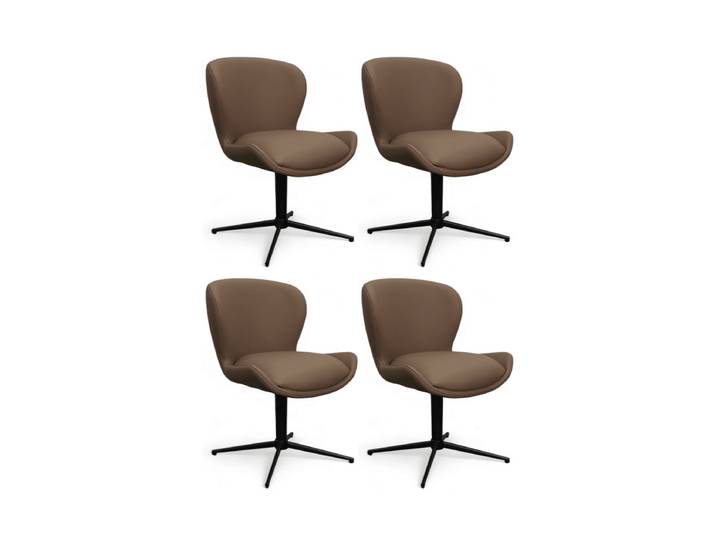 4er Set Esszimmerstühle Nicklas - Drehbar, Echtleder Taupe
