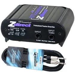 ART Audio ART Z-Direct passive DI-Box mit Klinkenkabel (DI Box), Effektgerät, Schwarz