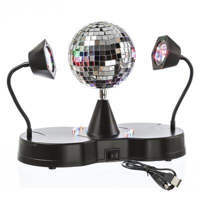 SATISFIRE Spiegelkugel 2 LED Schwanenhals Spots Party Disco Effekt USB/Batterie
