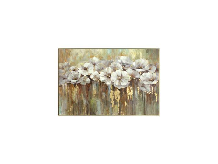 Handbemaltes, gerahmtes Bild „Weißer Mohn mit Gold“ 80 x 120 cm Multicolor Crea Collection