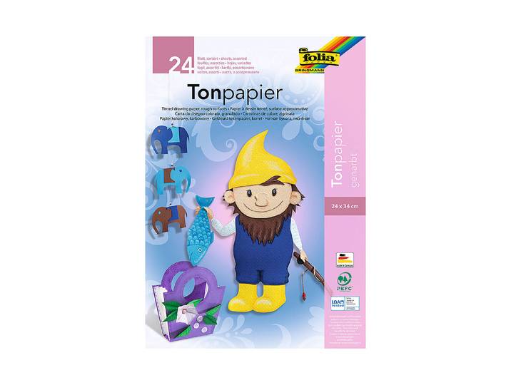 Folia Tonpapier-Block Farbig 24 × 34 cm 24 Stück