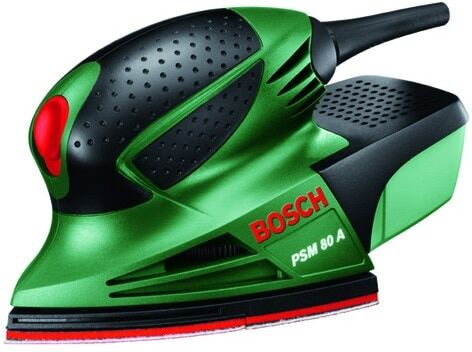 Bosch Lijadora Mouse Eléctrica con cable a red 80 W PSM 80 A + Maletín. Verde / Negro