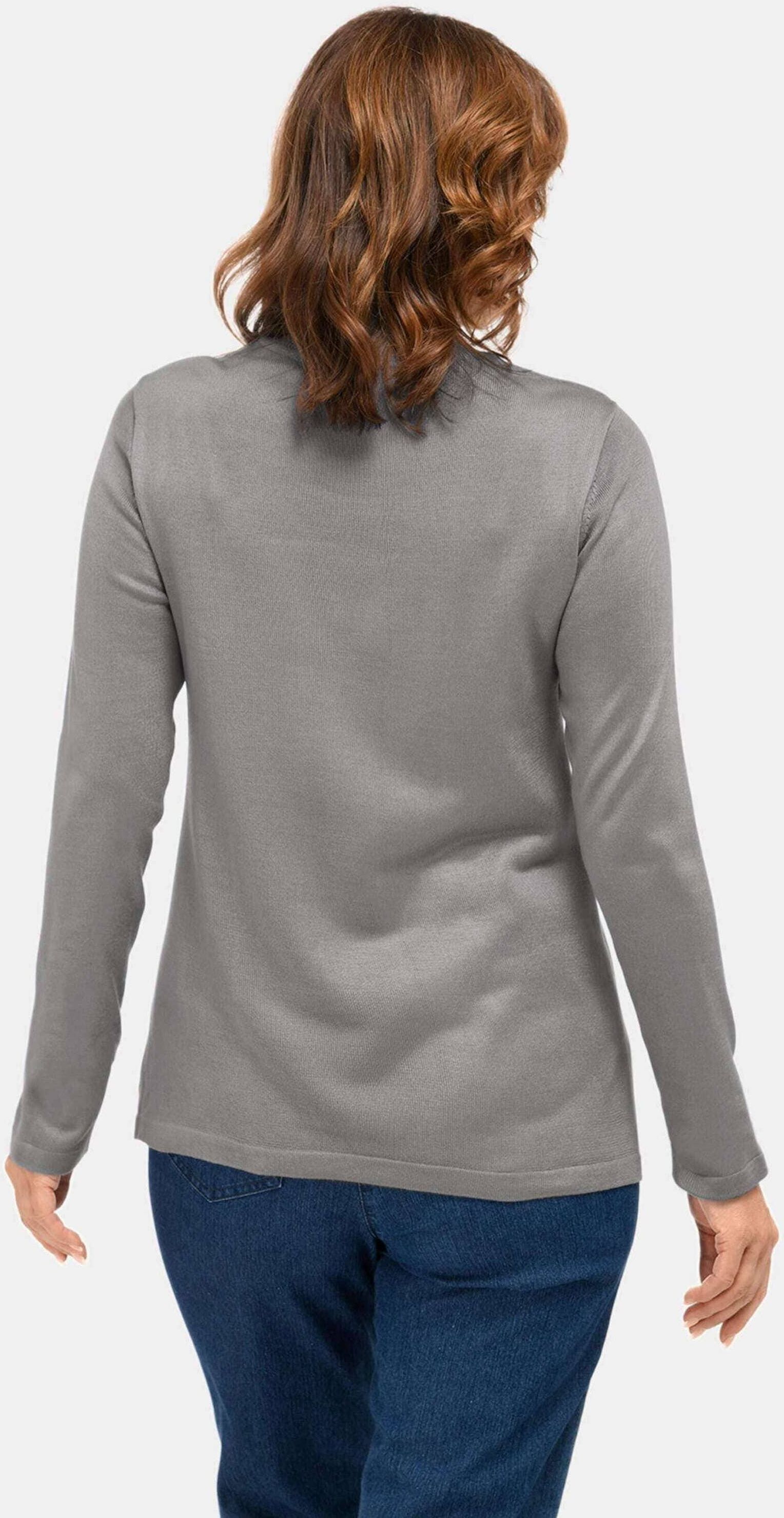 Strickpullover GOLDNER "Strickpullover mit Stehbundkragen", Damen, Gr. 52, grau (silbergrau), Obermaterial: 100% Polyacryl PAN., eng Tubular, Pullover Strickpullover, wie echter Kaschmir