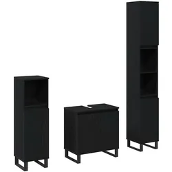 vidaXL Badezimmermöbel Set mit Speicher 3 pcs Schwarz 30 x 30 x 190 cm