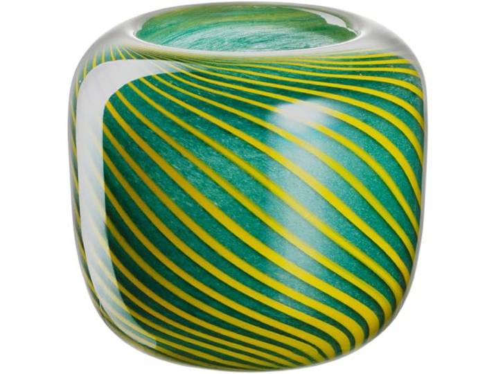 Leonardo Home Filo Colori Vase, 1 Stück, handgemachtes Kunstwerk, formschönes Unikat, leidenschaftliches Windlicht, modernes Dekoobjekt als Highlight, Höhe 11,2 cm, grün, 047512