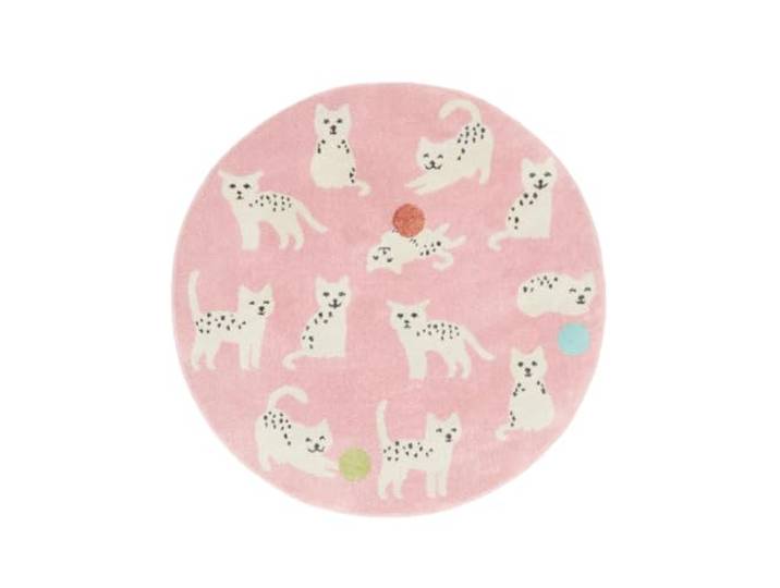RugVista Lo Friends Kinderteppich, Ø 150 cm, Rosa/Multi Moderne, Kinder, Rund, Niedriger Stapel, Nur Handwäsche, Oeko-Tex 100, Ohne gefährliche Chemikalien, Kinderzimmer