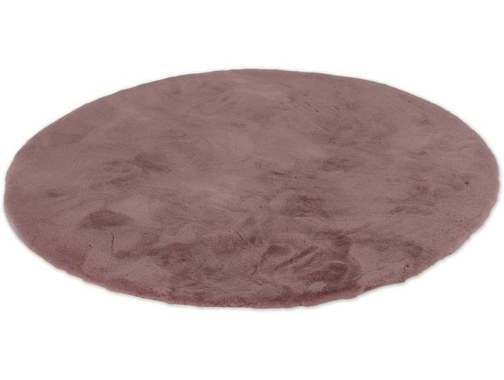 Fellteppich Tender Gr. 9, rosa (altrosa), H:26mm Ø:120cm, Kunstfaser, SCHÖNER WOHNEN-KOLLEKTION, Teppiche, Fellteppich, besonders weich durch Microfaser, Kunstfell, waschbar, Wohnzimmer
