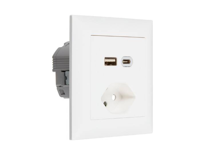 Feller Unterputz-Kleinkombi USB A+C 3.0A Typ 13 Weiss