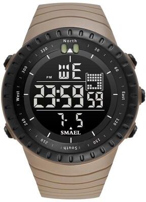 Quick Pick Pro SMAEL Men Digital Sports Watch Waterproof LED Outdoor Tactical Timepiece khaki