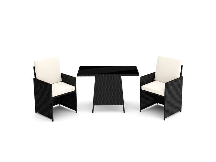 Gartenmöbel Set Rattan HAROLD schwarz/weiss