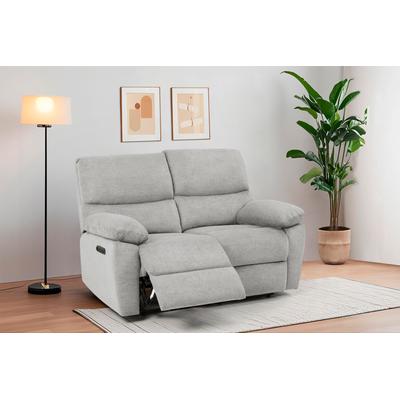 2-Sitzer HOME AFFAIRE "LANNOY, mit manueller o. elektrischer Relaxfunktion in beiden Sitzen.", grau (hellgrau), B:146cm H:96cm T:94cm, Sofas, Elektrische Variante mit USB A/C. Federkern, Webstoff