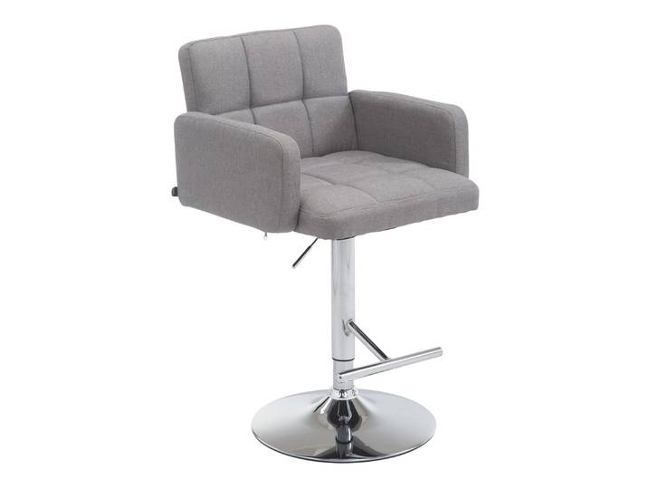 TPFLiving Barhocker Lausanne Gestell Metall in Chromoptik Stoff - Grau