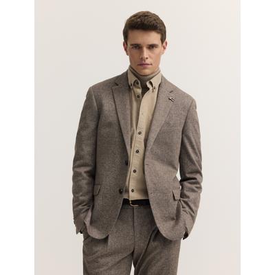Anzugsakko BUGATTI "Regular Fit", Herren, Gr. 54, braun (60, taupe), 54% Polyester, 46% Baumwolle, unifarben, regular fit, Sakkos, Regular Fit Reverskragen Baumwollmix