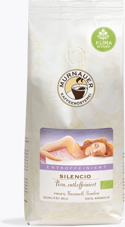 Murnauer Silencio Bio Espresso 250 g   Ganze Bohne   100% Arabica Peru   Decaf Biologisch, Karamel, Hazelnoot Aroma, Chemischvrij CO2-proces