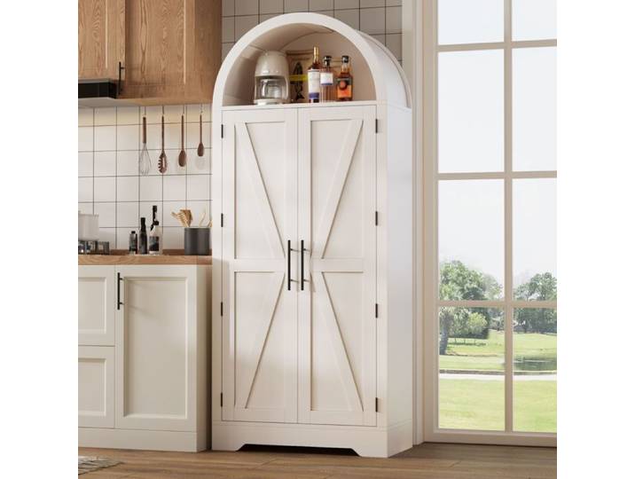 Buffet haut courbe blanc 170x70x35 cm MDF