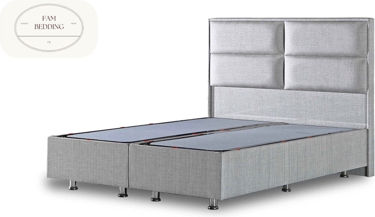 FAM BEDDING Boxspring Block met opbergruimte Grijs 80x190 cm