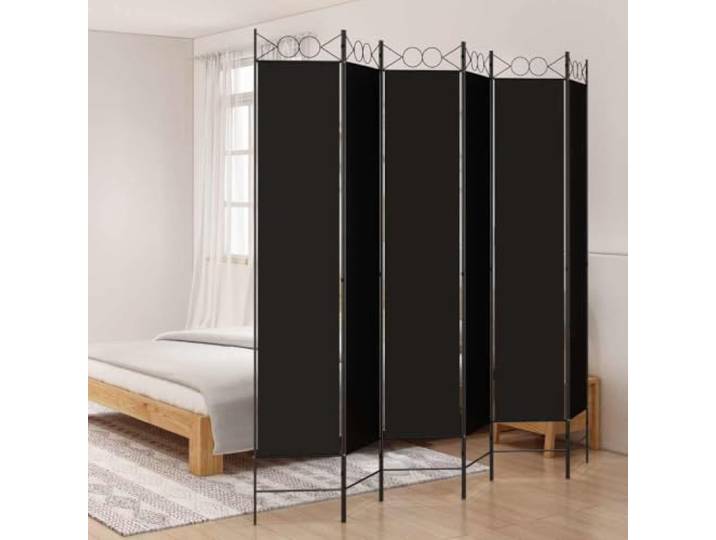 NLQMSU Trennwand, 6 Teile, schwarz, 240 x 220 cm, Stoff, faltbar Vielseitig einsetzbarer Raumteiler, atmungsaktiver Stoff, kompakte Aufbewahrung, Anleitung enthalten, lichtdurchlässig