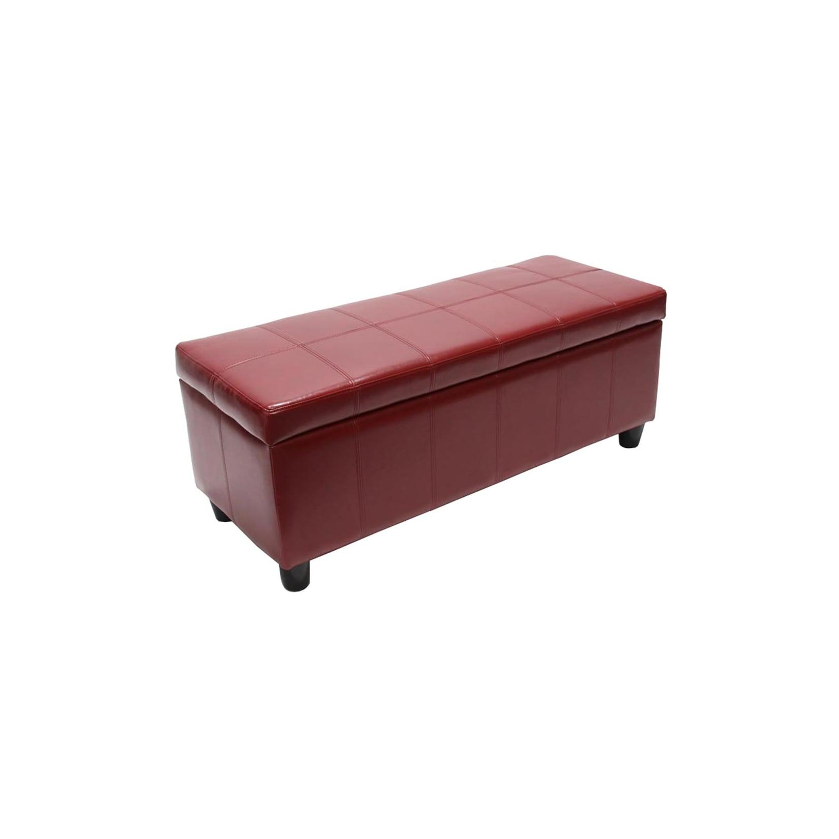 Bank Sitzbank MIT Aufbewahrung Arezzo Leder + Kunstleder 112x45x45cm MVG-zertifiziert ~ rot