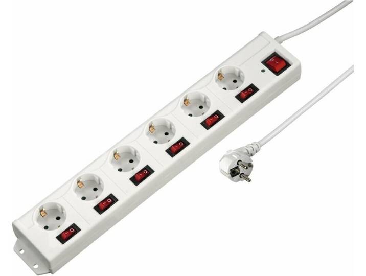 Hama 137239 Hama Steckdosenleiste 6+1 XL einzeln schaltbar Weiß