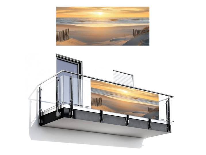 MuchoWow Balkon-Sichtschutz Strand - Dünen - Sonnenuntergang 300x120 cm, Sandfarben, Kunststoff, Rechteckig, 300x120 cm, Sonnenschutz, Sichtschutz