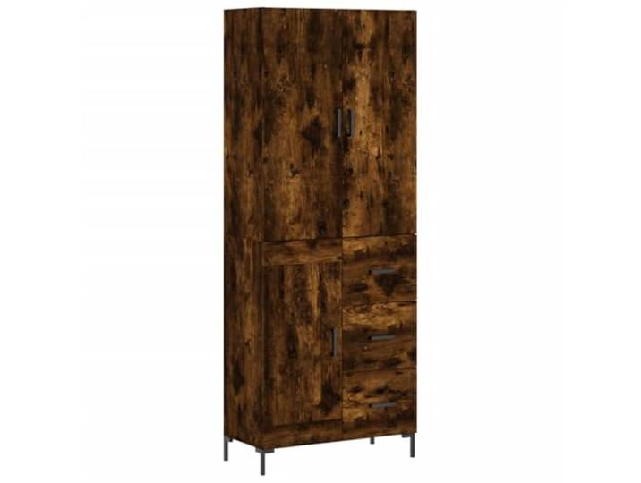 Kaorsrow Highboard Räuchereiche 69,5x34x180 cm Holzwerkstoff Moderner Kommodenschrank mit Metallfüßen und reichlich Stauraum für Wohnzimmer, Flur oder Schlafzimmer in Räuchereiche.