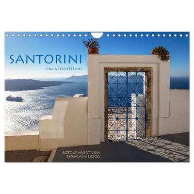 Santorini Fira & Firostefani (Wandkalender 2027 DIN A4 quer), CALVENDO Monatskalender