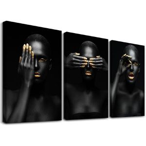 visario Wandbild Goldene Frau, Leinwand, mehrteilig, 120 x 90 cm