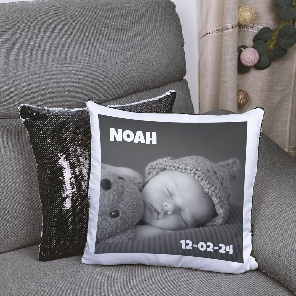 Ocadeau Coussin brillant noir à sequin