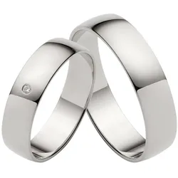 Trauring FIRETTI "Schmuck Geschenk Gold Hochzeit Ehering Trauring "LIEBE" Gr. 18, weiß (weißgoldfarben), Fingerringe, Damen, 18, 0,01 SI = kleine Einschlüsse mit Brillant, Weißgold 375, 5mm, Trauring, Made in Germany, wahlweise mit oder ohne Brillant