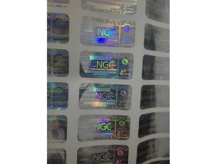 100 Pièces NOUVEAUX Autocollants Holographiques de Haute Qualité pour Support de Monnaies Gradées NGC, Autocollants Réfléchissants pour la Classification de Pièces de Monnaie