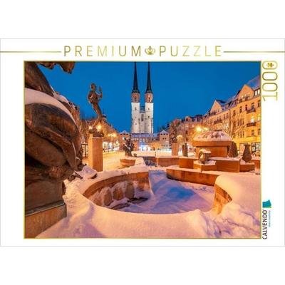 CALVENDO Puzzle Halle-Saale im Winter | 1000 Teile Lege-Größe 64x48cm Foto-Puzzle für glückliche Stunden
