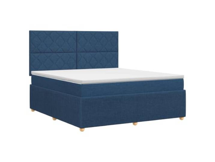 KTHLBRH Boxspringbett blau 140 x 200 cm Stoff Taschenfederkernmatratze, verstellbares Kopfteil, Polyesterfüllung, waschbare Bezüge