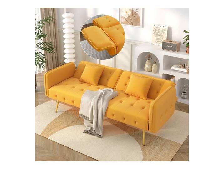 Sweiko Sofa Zweisitzer Sofabett mit Bettfunktion, mit Bettfunktion,verstellbarer Rückenlehne und mehrstelligen Armlehnen