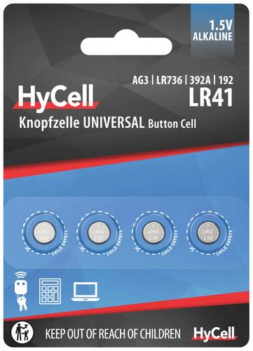 HyCell Knopfzelle LR41 1.5V 4 St. 30 mAh Alkali-Mangan AG3