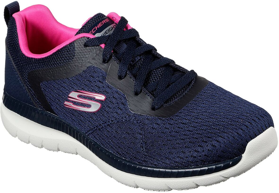 Sneaker SKECHERS "Bountiful", Damen, Gr. 39,5, blau (blau, pink), Obermaterial: 50% Rindsleder Leather cow. 50% Lammleder LEL., Schuhe Sneaker