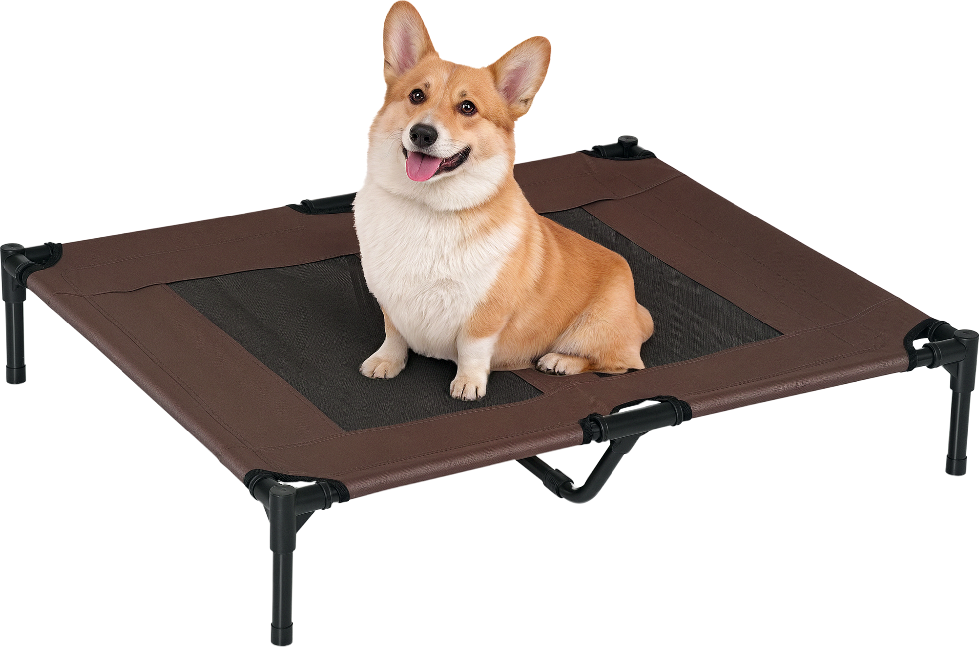 Pawhut Brandina per Cani in Metallo e Tessuto Oxford Traspirante, 92x76x18cm Marrone e Nero Aosom