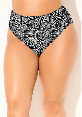 Plus Size Women's Side Shirred High Waist Swim Brief by Swimsuits For All in Island Zebra (Size 24)