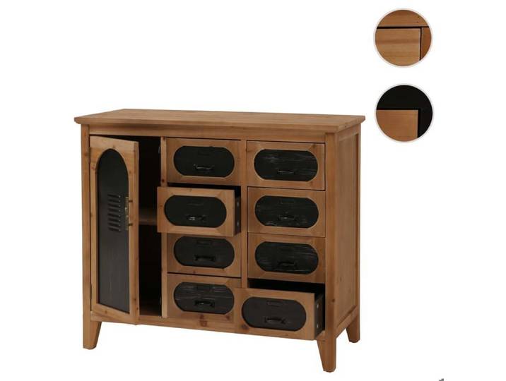 Commode de pharmacien MCW-O63 Vintage Shabby Volet 80x91x40cm Corps noir