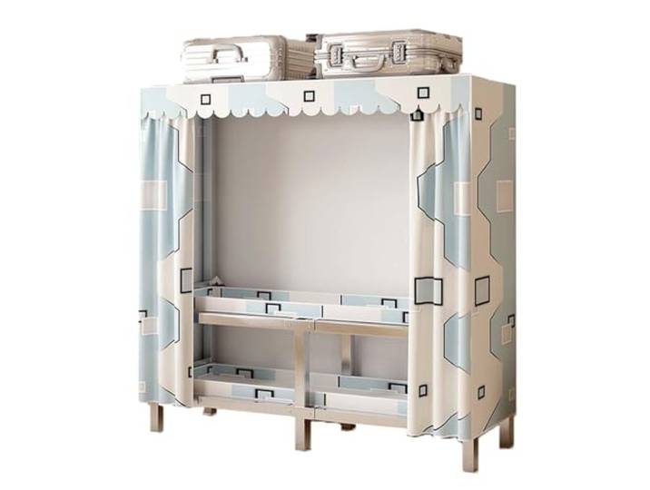 LigedamaiEU Tragbarer Kleiderschrank mit Abdeckung, Kleiderständer aus Stahlrohr, groß Rohrrahmen for stabile Tragfähigkeit; Faltbar(Color 2,80x50x172CM)