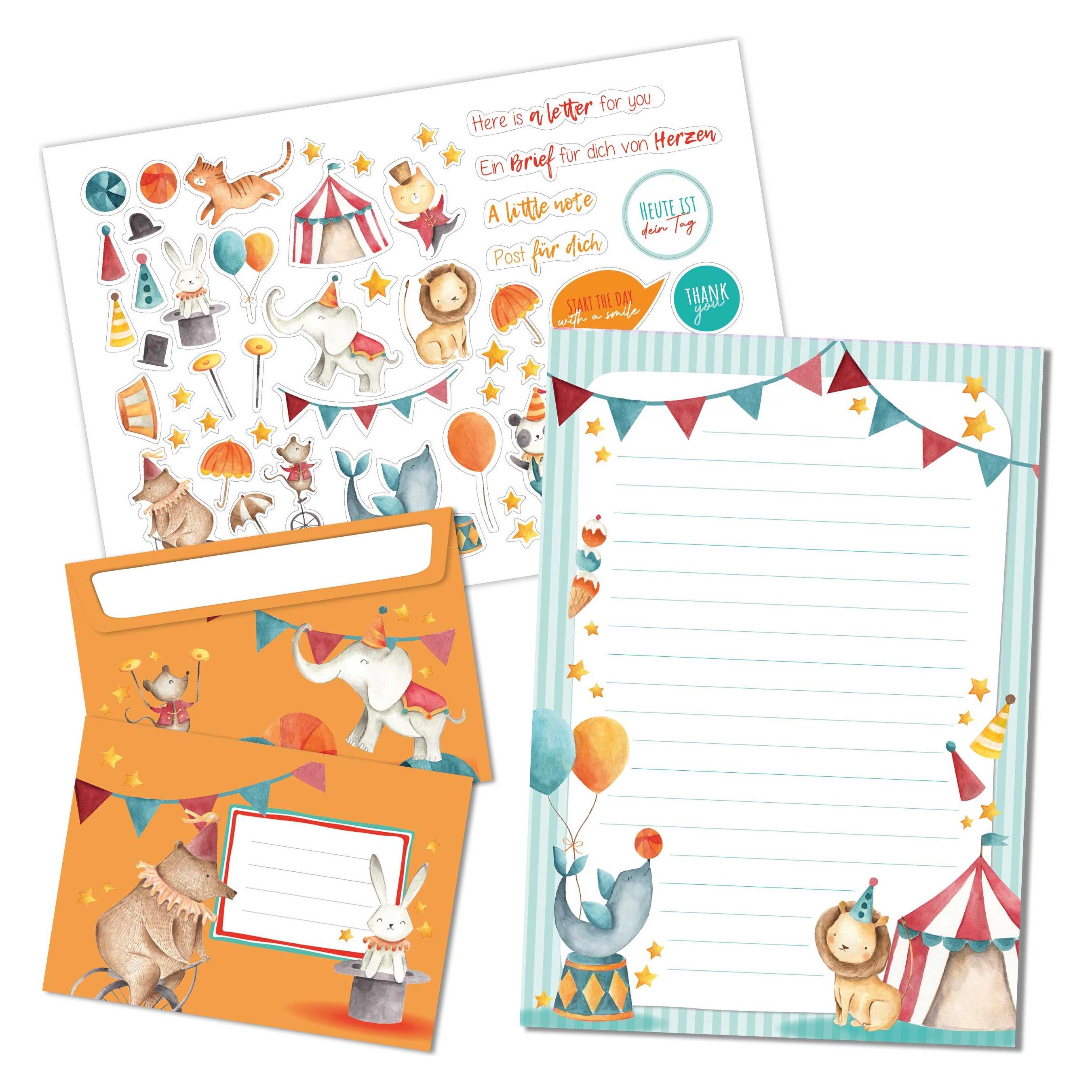 Papierdrachen Briefblock Set - Zirkus - Set 3 (PAPD-BB003)