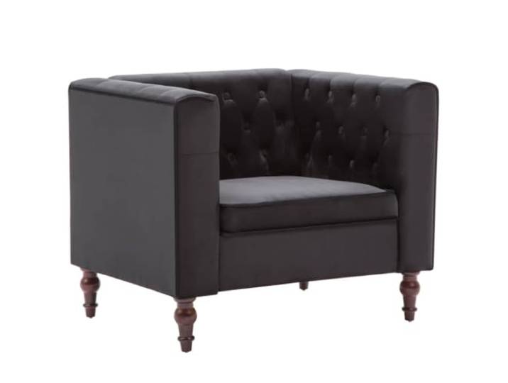 Sessel Aksam Schwarz mit Steppung und breiten Armlehnen für Wohnzimmer MDF-Rahmen, Beine aus Massivholz, Schaumstoffpolsterung, Belastbarkeit 110 kg, einfache Montage, elegantes Design