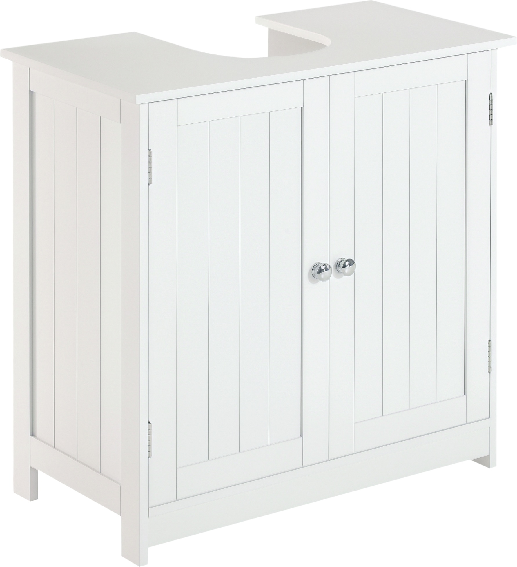 Homcom Amardietto Sottolavabo in MDF, Mobiletto Sottolavello Bianco per Bagno Con 2 Ante (60x30x60cm) Aosom